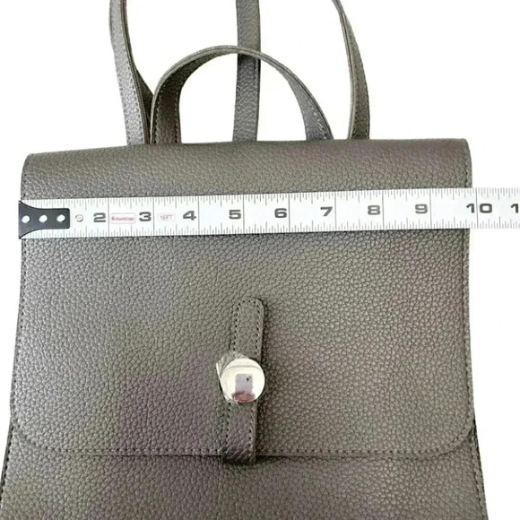 Beauty Boutique Mini Backpack Grey Pebbled Faux Leather Vegan Carryall Bag - Picture 9 of 14